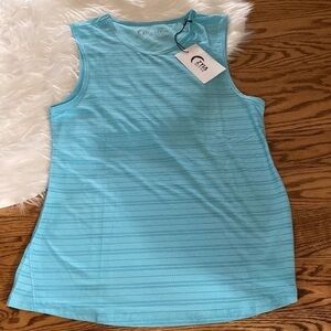 Zella Light Aqua Striped Sleeveless Athletic Tank